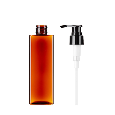 Translucent Amber PET Plastic Shampoo Bottles 260ML Square Shape For Men