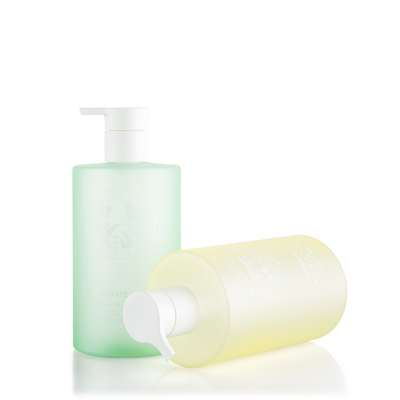 Cylindrical Plastic Shampoo Bottles 350ML  Matte Oil Painting Empty Pump Bottles