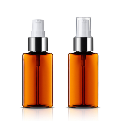 Amber Square Small 60ml PCR PET Plastic Lotion Bottle Cosmetic Containers