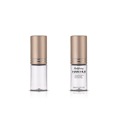 10ML Luxury Round Clear PET Plastic Cosmetic Bottles With Gold Screw Cap