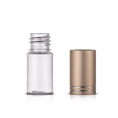 10ML Luxury Round Clear PET Plastic Cosmetic Bottles With Gold Screw Cap