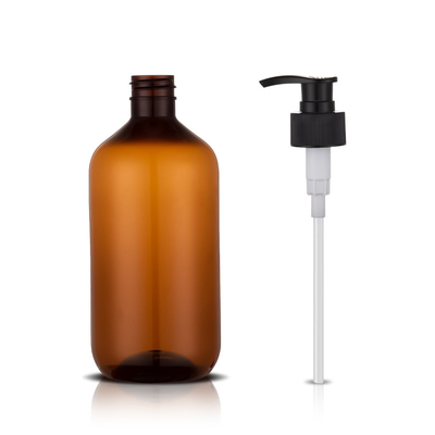 500ML Amber Color PET PCR Plastic Pump Bottle For Hair Care Shampoo