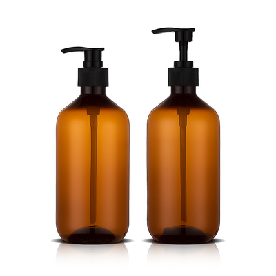 500ML Amber Color PET PCR Plastic Pump Bottle For Hair Care Shampoo