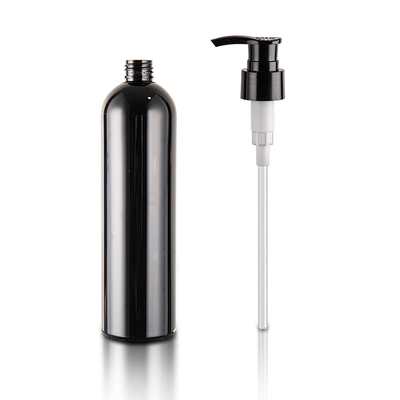 Black Color 480ml Boston round Plastic Shampoo Bottles With Dispenser Pump