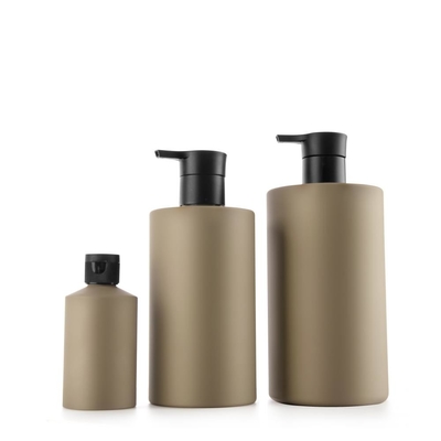 Brown Color Painting Finished Plastic Bottle With Dispenser Pump For Shampoo Conditioner