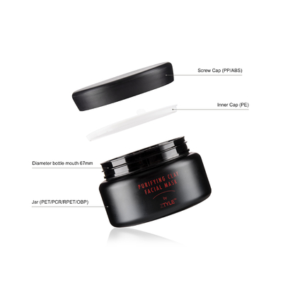 150ML Luxury Black Cosmetic Wide Mouth Plastic Jars For Facial Cream With Logo Artwork