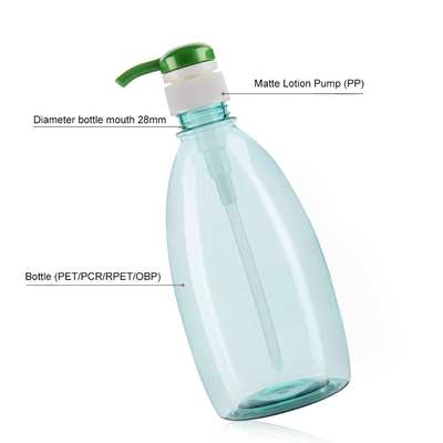 550ML 18.3OZ Turquoise Color Transparent Plastic Packaing Empty Bottle For Shampoo