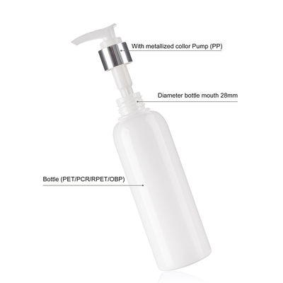 150ml White Boston Plastic Bottles With Silver Chrome Pump Lotion Top