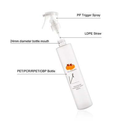 Long Slim Round Plastic Spray Bottles 300ml With Trigger Pump Screen Print Logo