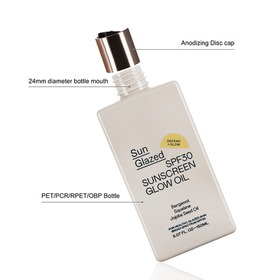 150ml Beige Color Square bottles With Aluminum Disc Top Cap