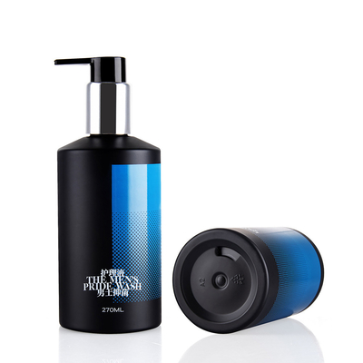 270ml Matte Black Oil Painting Finish Plastic Bottles With Aluminum Dispenser Pump