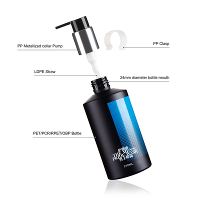270ml Matte Black Oil Painting Finish Plastic Bottles With Aluminum Dispenser Pump
