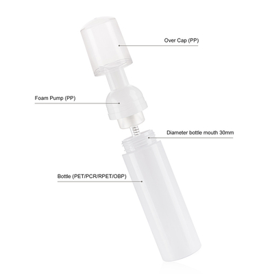 80ml White Cylinder Pet Plastic Foam Bottles For Hand Washing With Cap