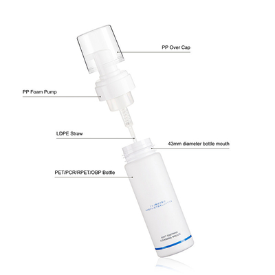 180ml Oem Cosmetic Foam Pump Bottles Pet Plastic Bottle With Cleaning Brush