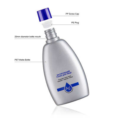 OEM PET Plastic Cosmetic Bottles 128ML Metal Color For Essence Lotion
