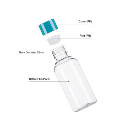 50ml Custom PET Plastic Bottle With Screw Cap For Travel Health Personal Care