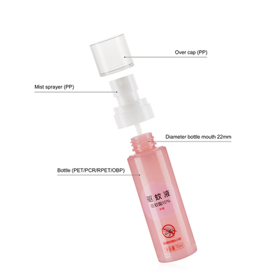 60ML Cylindrical Fine Mist Plastic Spray Bottles For Mosquito Repellent