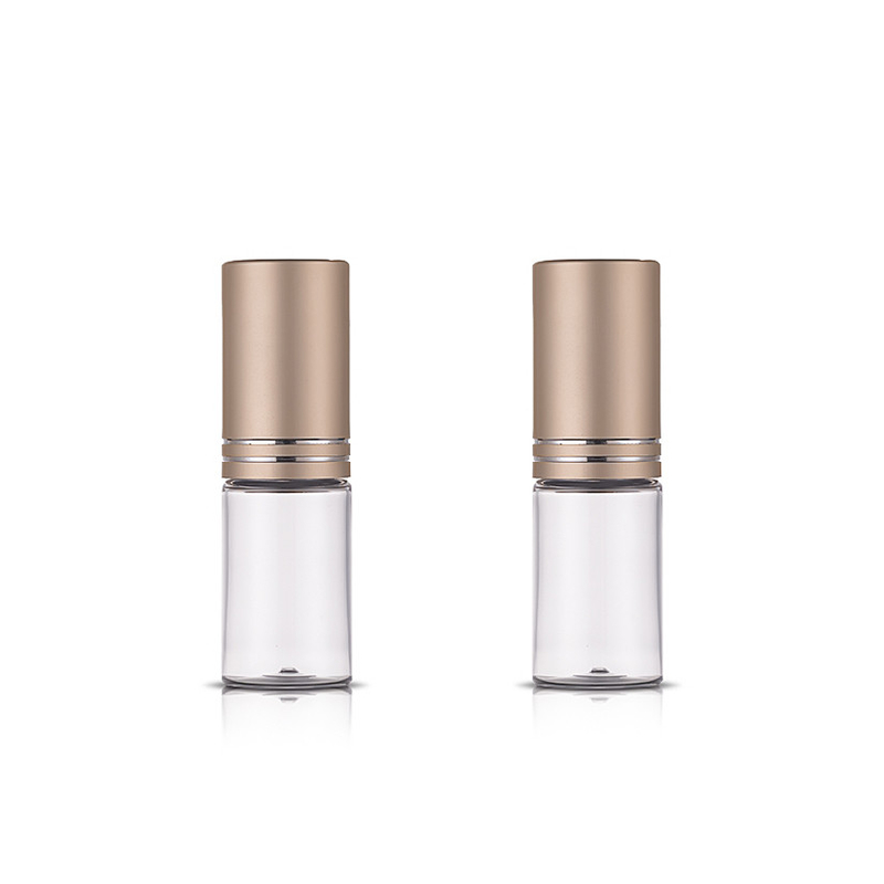 10ML Luxury Round Clear PET Plastic Cosmetic Bottles With Gold Screw Cap