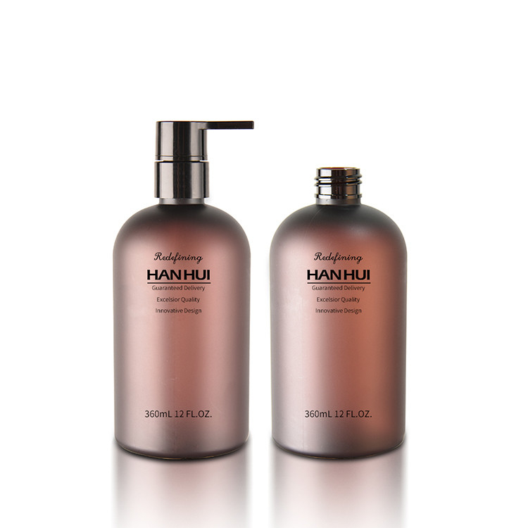360ml Plastic Shampoo Bottle Containers For Hair Care Matte Finish Brown Color